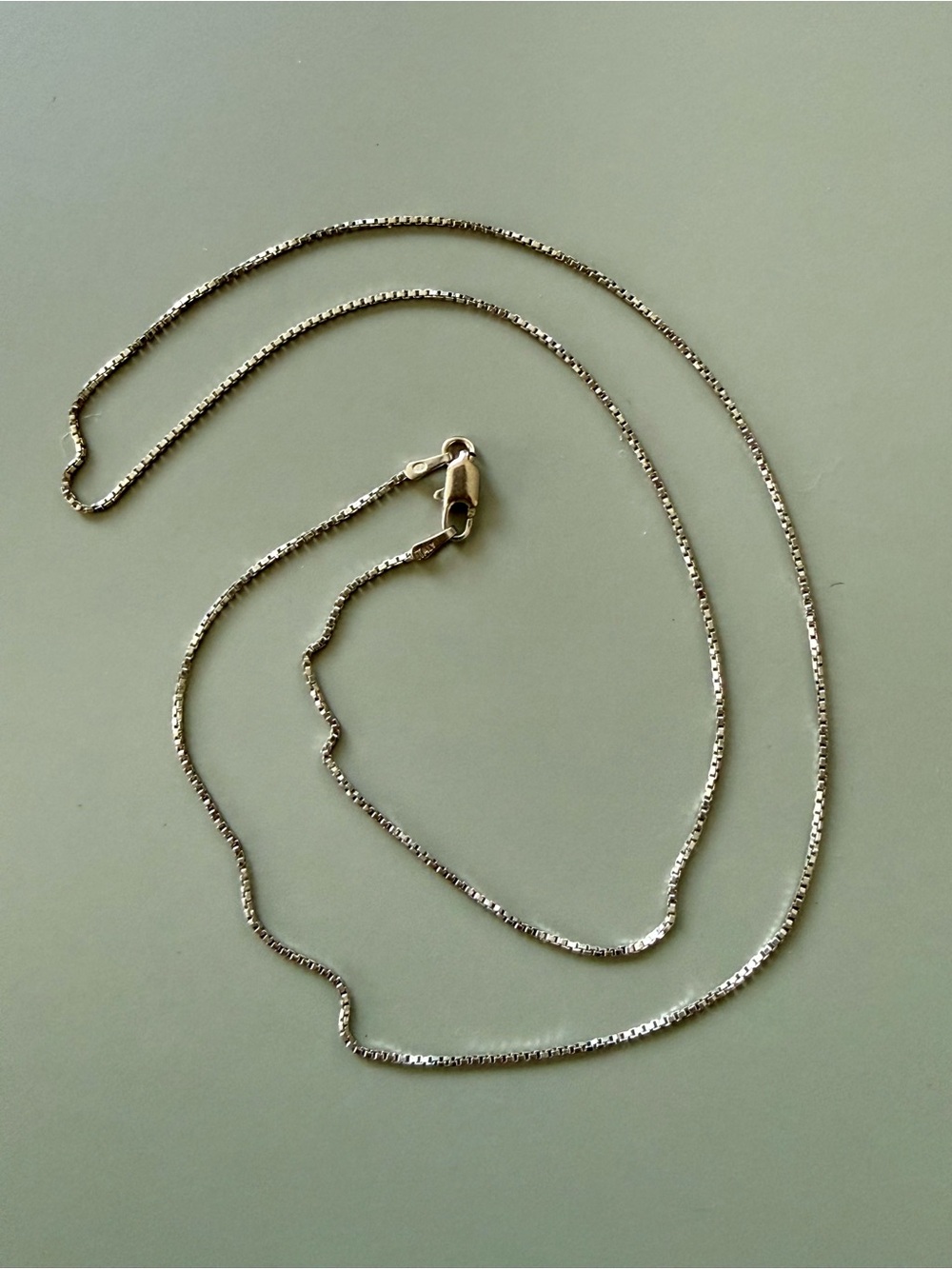 Italian 14k White Gold 15.5” Silver Box Chain Necklace